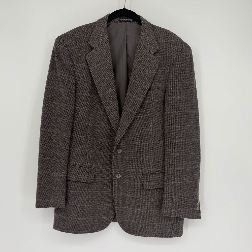 Vintage Mens 41R Grey Plaid Wool Camel Hair Blazer Sport Coat MW 37 Taiwan